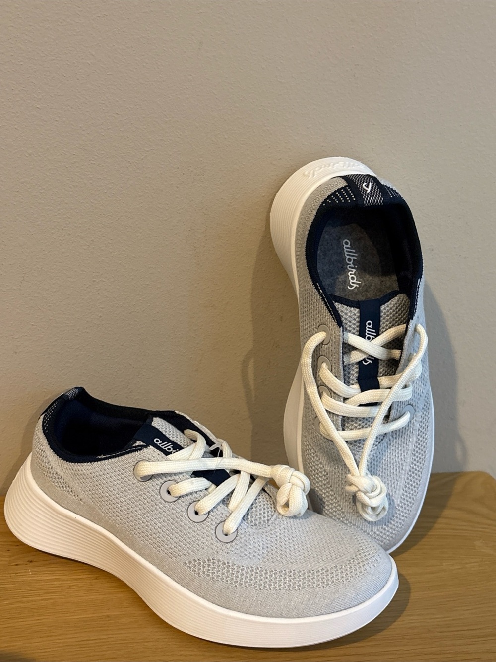 Allbirds Tree Runner Go Running Shoes Grey & Navy Blue Women’s Sz 8.5 NEW